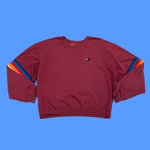Aviator Nation Relaxed Rainbow Stitch Plum Crewneck